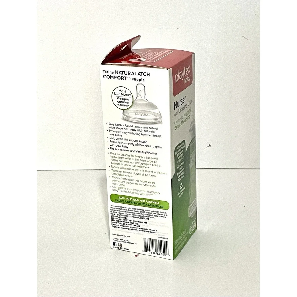 Playtex Baby Nurser Drop Ins Liners 8-10 Oz Bottle w/5 Disposable Liners Med 3M+